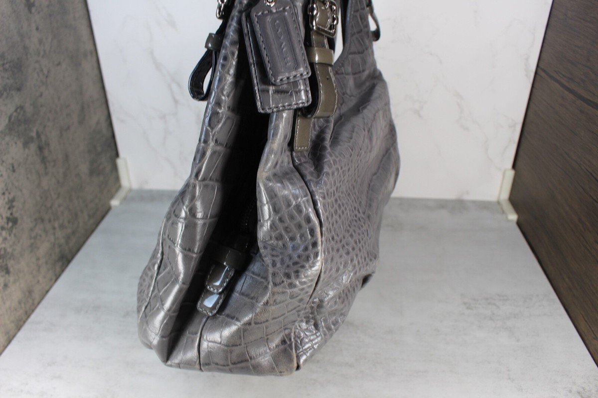 Coach H1126-18761 Gray Leather Shoulder Bag Reptile Pattern | eBay