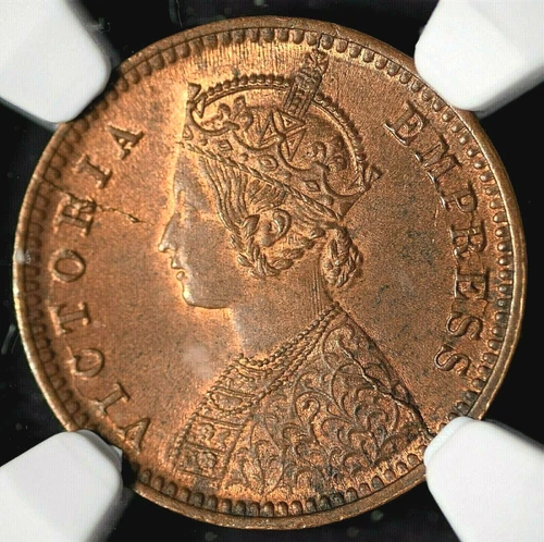 India British 1895(C) 1/12 Anna NGC MS63 RB Certified