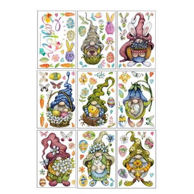 95pcs Easter Eggs Gnome Window Clings Glass Window Easter Decals for Home