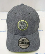 Atlanta Hawks Men's New Era 39THIRTY M/L Cap Hat Gray Neon Accents
