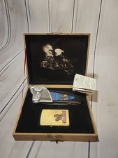 Motorcycle Engine Knife & Sturgis Zippo Lighter W/ Wooden Box NEW READ
