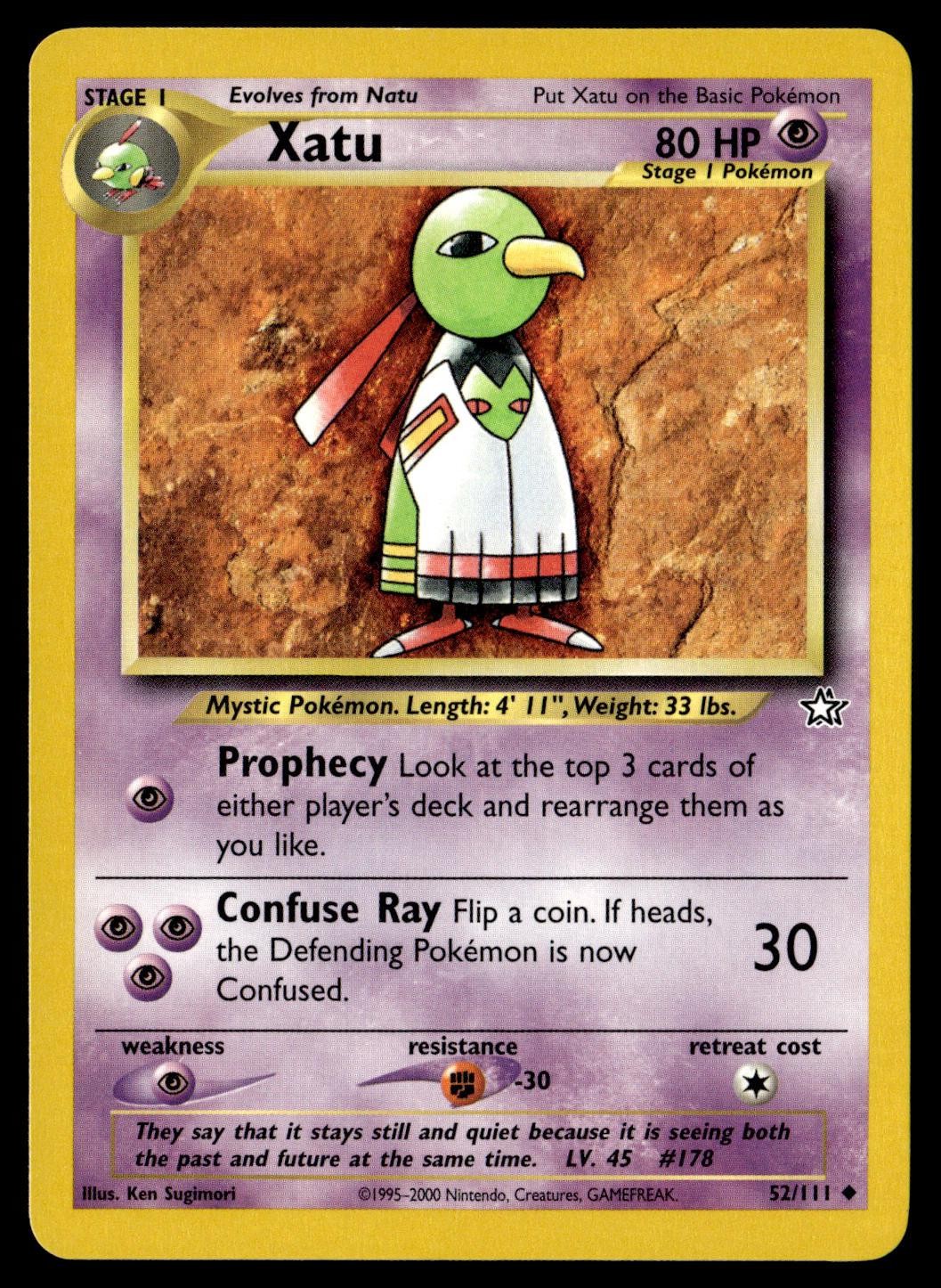Xatu 52/111 Uncommon Neo Genesis Pokemon Unlimited Lightly Played