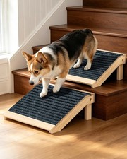2-Pack Dog Ramp for Stairs,Foldable Dog Ramp Solid Wood Anti-Slip Pet Steps