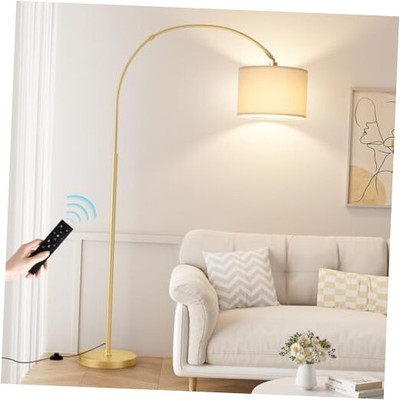  70'' Dimmable Arc Floor Lamp with Remote, Color Deep Beige and Gold