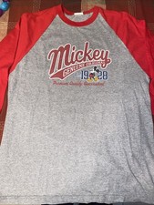 Vintage Disney Store Mickey Genuine Original 1928 Raglan Baseball Tee 21  X 29  