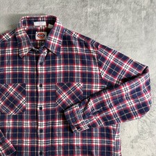 VTG Dickies Flannel Shirt Mens L Plaid Long Sleeve Workwear