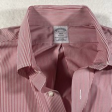 Brooks Brothers Shirt Mens 16 2/3 Red Stripe Regent 1818 Non Iron Button Down