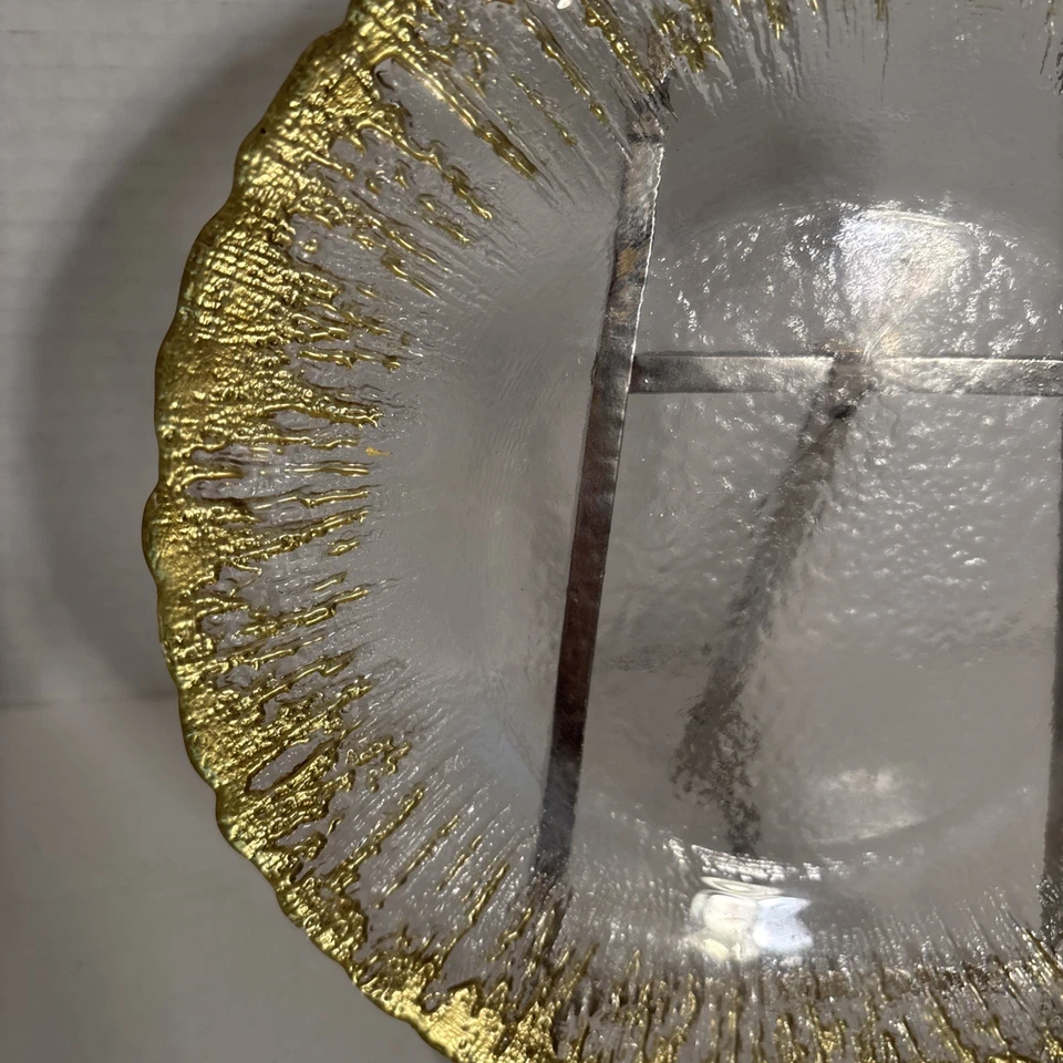 Plato de ensalada Rufolo Glass dorado pincelada 8 1/4 aperitivo de postre y ensalada Foto 2 de 4