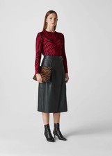 Whistles Red Animal Print Fine Knit Jumper UK 10 Red Black RRP £89 Tiger Top