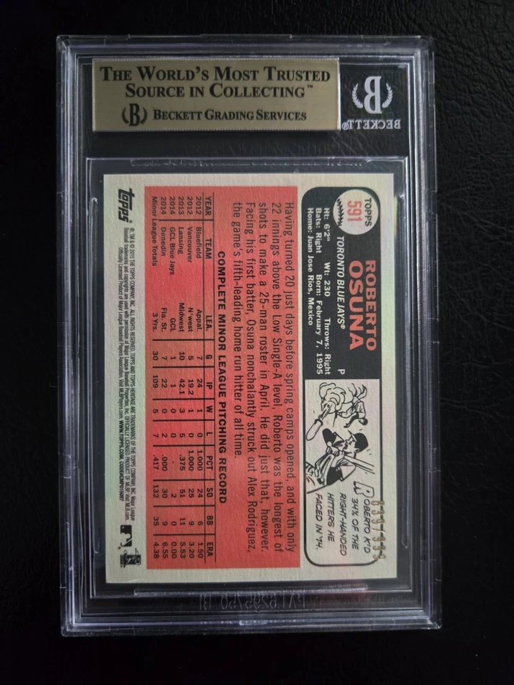 2015 Topps Heritage Chrome Rookie Gisto Roberto Osuna RC BGS 9.5 #639/999 - Image 2 of 2