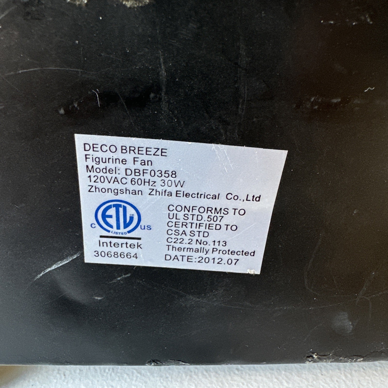 DECO BREEZE Cat Fan Metal Sculpture 11.5" Electric Desk Fan Intertek Figurine