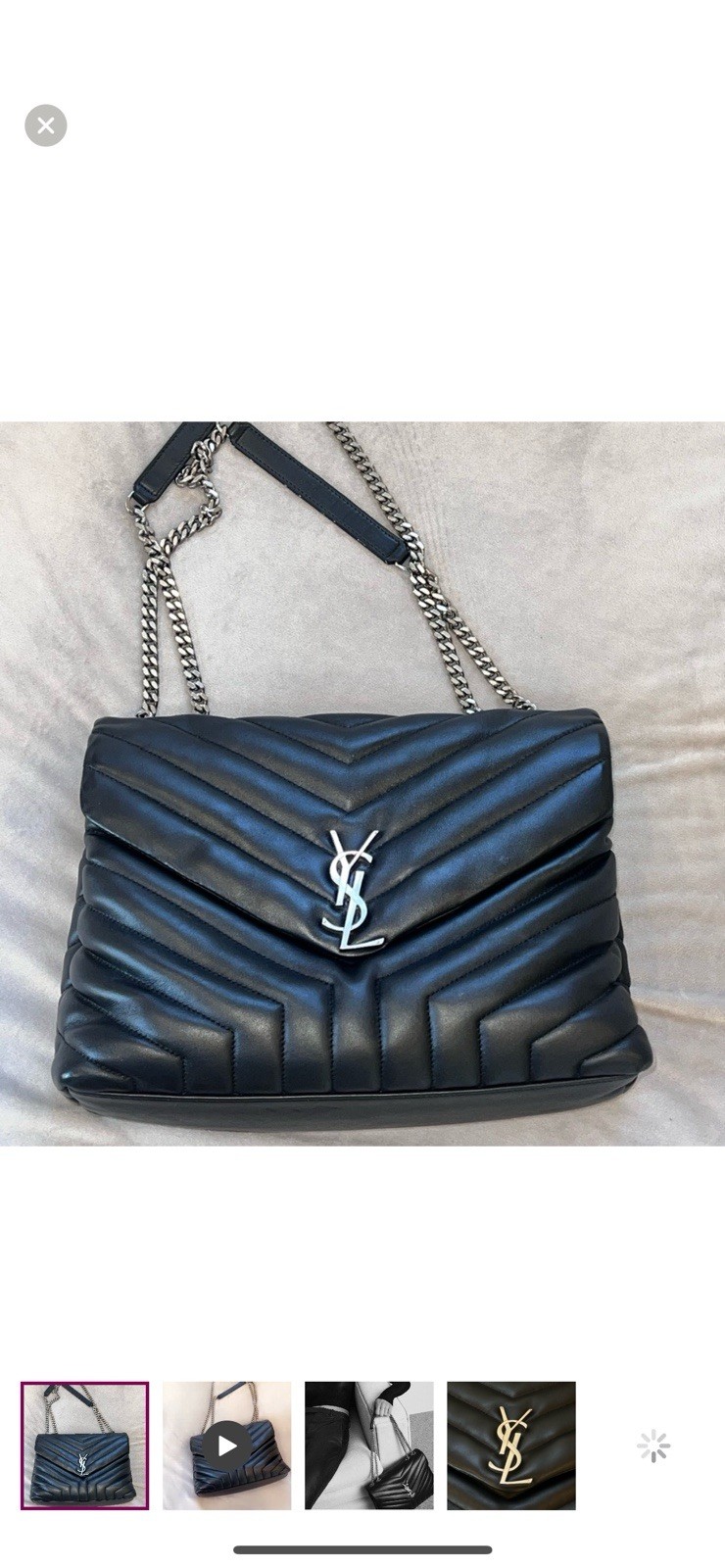 Borsa a tracolla Saint Laurent Loulou argento ferramenta media pelle nera prezzo consigliato $3200MSRP