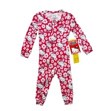 Hello Kitty Sanrio Girls 12m Viscose Zip Sleeper Red Floral Snug Fit Pajamas NWT