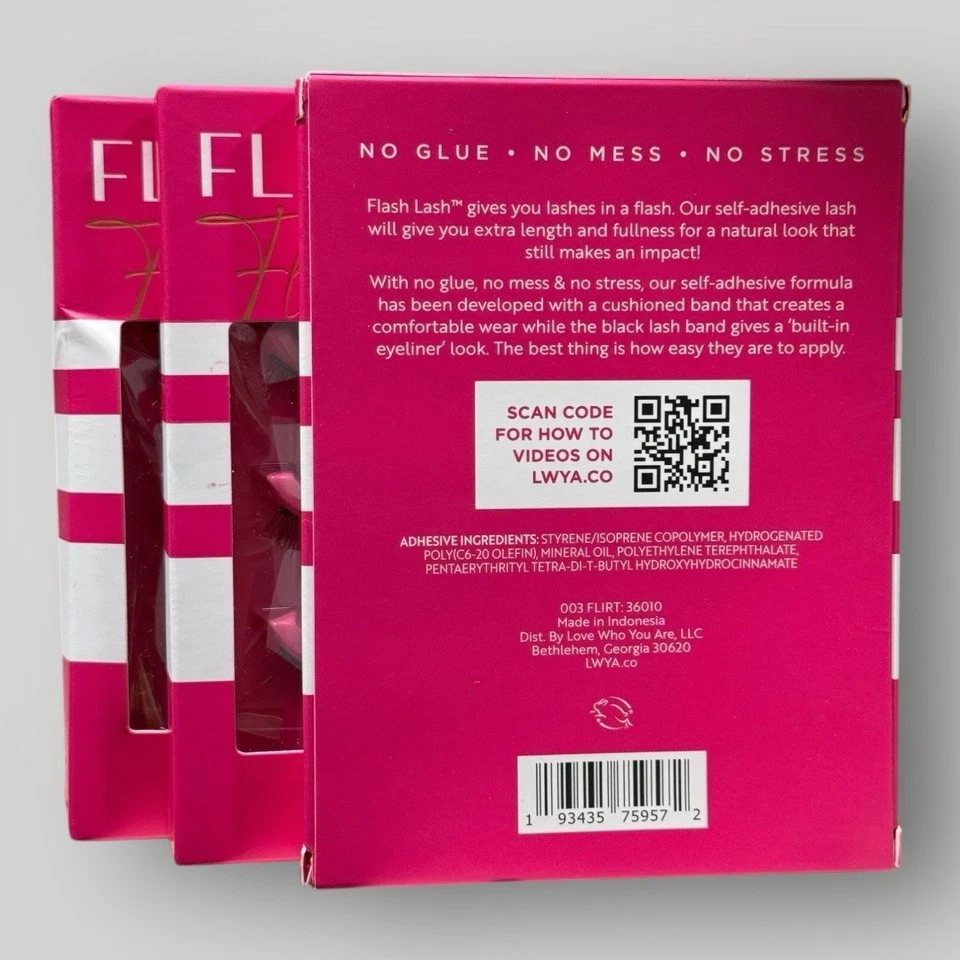Trío de pestañas autoadhesivas LWYA by Kim Gravel Flash Lash 003 FLIRT 3 PAQUETES Foto 2 de 3