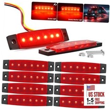 3.8" Strobe Steady Marker Lights Strip Dual Function Red Trailer Red, 10Pcs