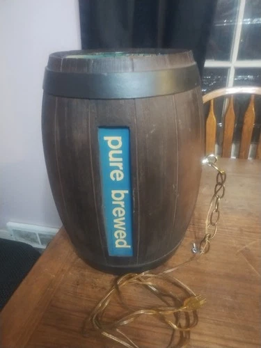 Vintage Heileman's Old Style Beer Pure Brewed Lighted Spinning Barrel Sign WORKS