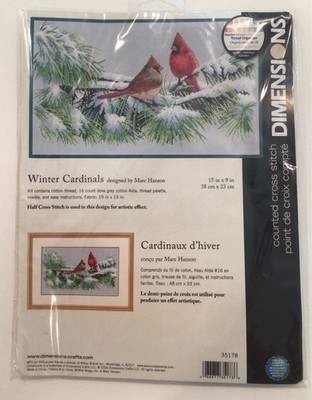 Dimensions Winter Cardinals Counted Cross Stitch Kit 15''X9'' 16 count Aida NIP