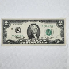 1976-K $2 Dallas Star Note FRN UNC - SCARCE Low Mintage Replacement Bill!