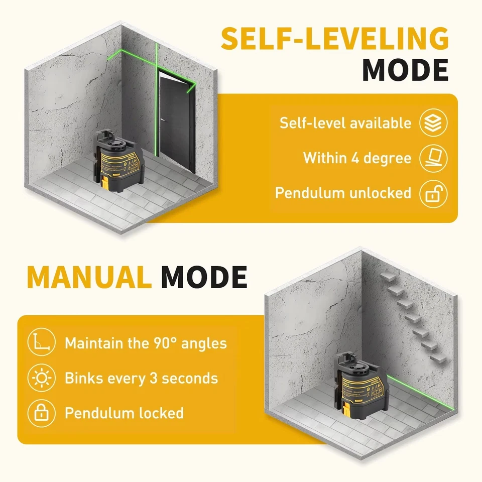 Nivel láser DEWALT DW088CG con estuche 30 m cruz autonivelante con estuche Foto 4 de 4