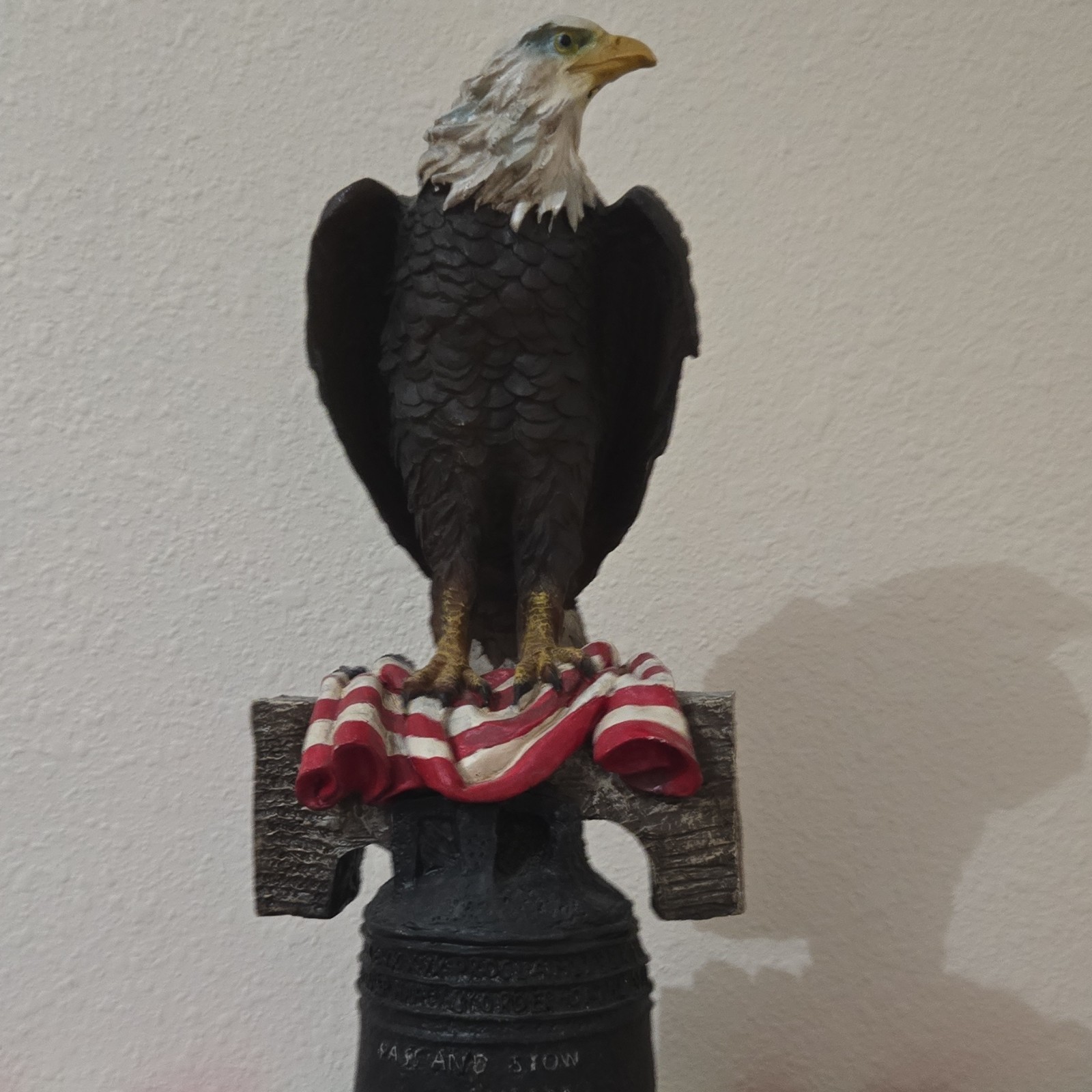 Bald Eagle Resin Hand Painted Patriotic Figurine American Flag Liberty Bell