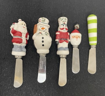 Vintage Pfaltzgraff Winterberry, Hallmark Santa, & Green Striped Spreaders Lot/5
