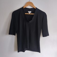 Max Mara Black Short Sleeve Top Capsule Wardrobe Piece Size Small UK 6 / 8