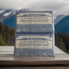   2 X Dr. Bronner's Magic Soaps Hemp Baby Unscented Pure Castile Soap, Organic