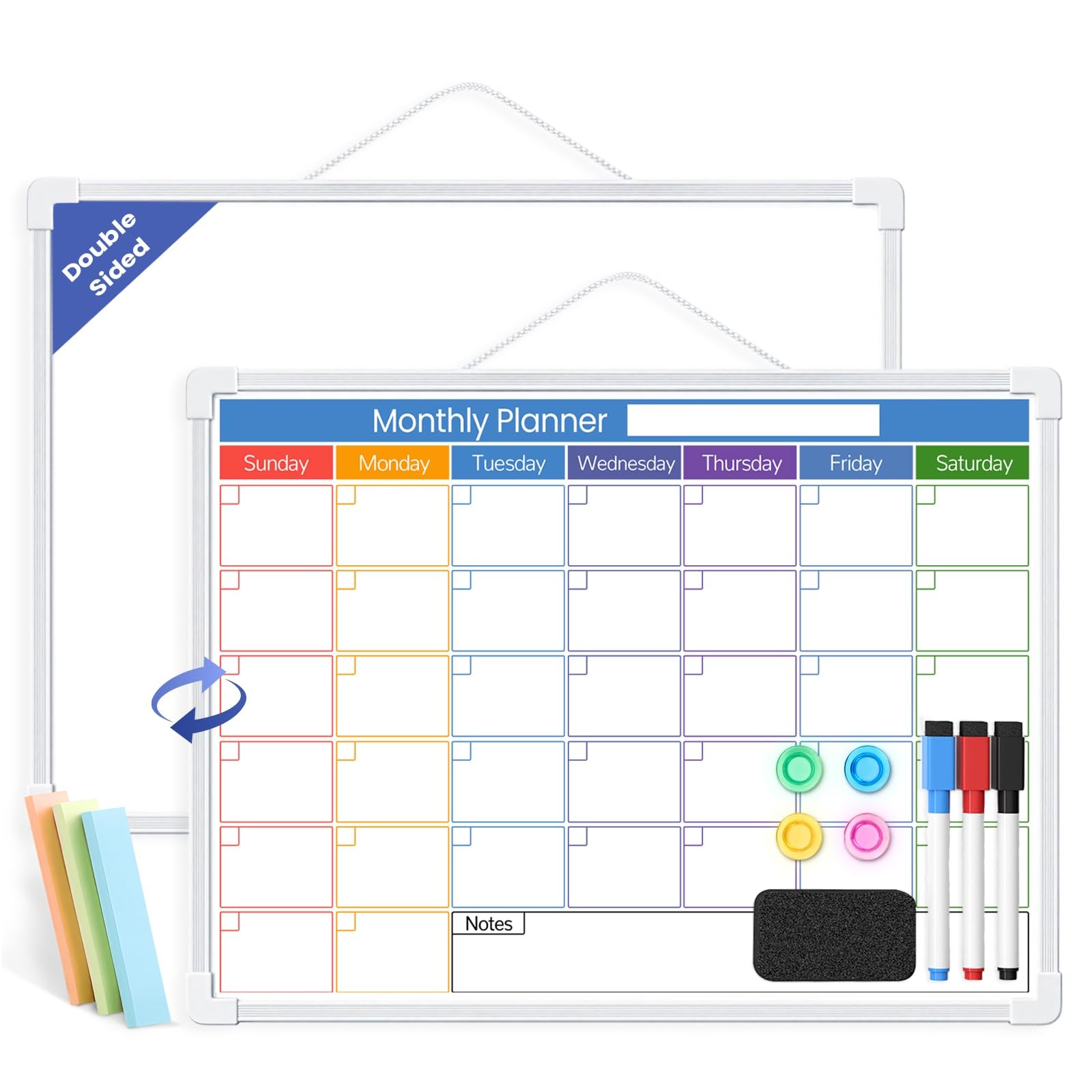 Whiteboard Calendar for Wall,16" x 12" Hanging Dry Erase Calendar Board, Monthly