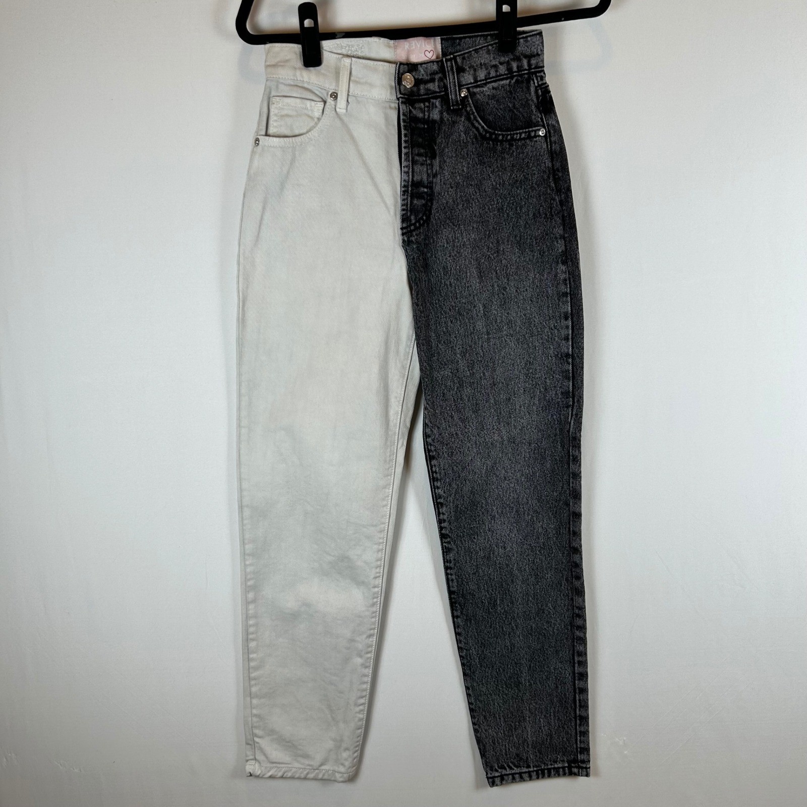 REVICE Two Tone Jeans High Waisted Denim Color Block Grunge Women's Size 26