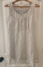 Eileen West Sleep Dress Women S White Blue Floral Sleeveless Cotton Nightgown