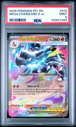 2025 POKEMON PFL EN-PHANTASMAL FLAMES #013 MEGA CHARIZARD X EX PSA 9
