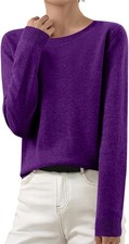 Soft Cashmere Sweaters for Women Plain Warm Cozy Knit Pullover Crewneck Tops