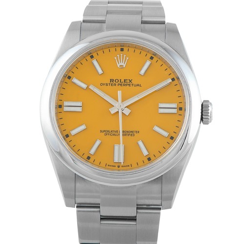 Rolex Oyster Perpetual 41 Yellow Dial Steel Watch 124300