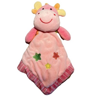 Linzy Cuddly Plush Lovey Security Blanket Comfort Rattle Color Block Hand Made.