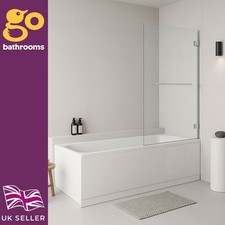 Frameless Bath Shower Screen with Chrome Towel Rail 800x1600mm Glass Panel
