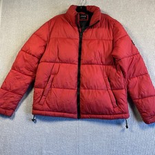 Zara Puffer Giacca Uomo XL Rosso Poly Eco Fill