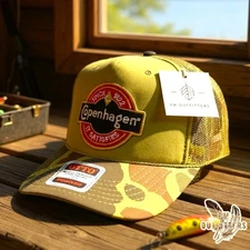 Vintage Copenhagen Logo Embroidered Patch Camo Otto Foam Front Rope Trucker Hat