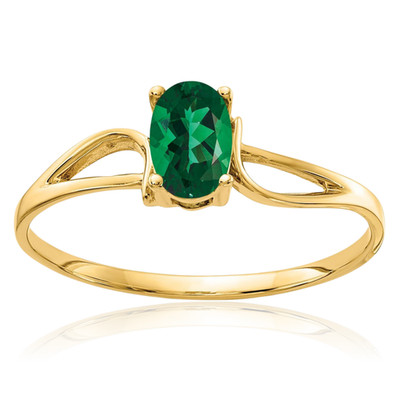 14K massiver Gelbgold ovaler Fassung Saint Helens Helenit Solitär Ring