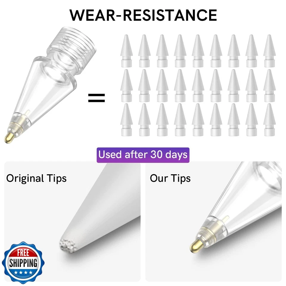 Сменные наконечники для Apple Pencil Delidigi упаковка 3 шт. совместимые с Pro/2-м поколением USB-C - Изображение 4 из 4