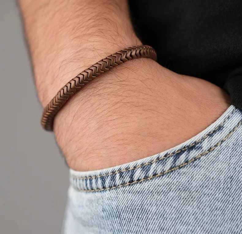 Pulsera artesanal de bronce de piedra natural para hombres regalos de curación Reiki alivio del estrés Foto 2 de 3