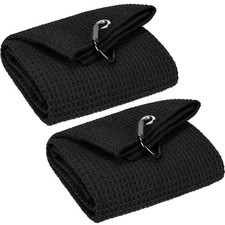 VIVIDLY 2 Pack 16" x 24" Tri-fold Golf Towels, Premium x 24", Black