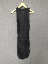 Women's Dress M Black Tank Top Bodycon Ruched Round Neck