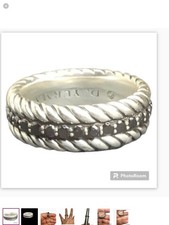 Authentic David Yurman Sterling Silver Black Diamond Unisex Band Ring Size 8.75