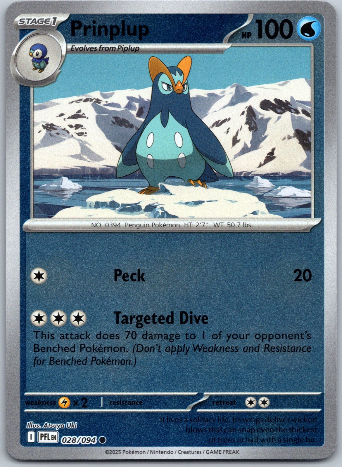 Prinplup 028/094 ME02: Phantasmal Flames - Common NM Reverse Holo