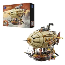Steampunk Airship Model Kit for Adults, Dual-Layer Zeppelin with Gear-Driven ...