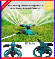 360° Rotating Garden/Lawn Sprinkler 3-Arms System Automatic Watering Irrigation