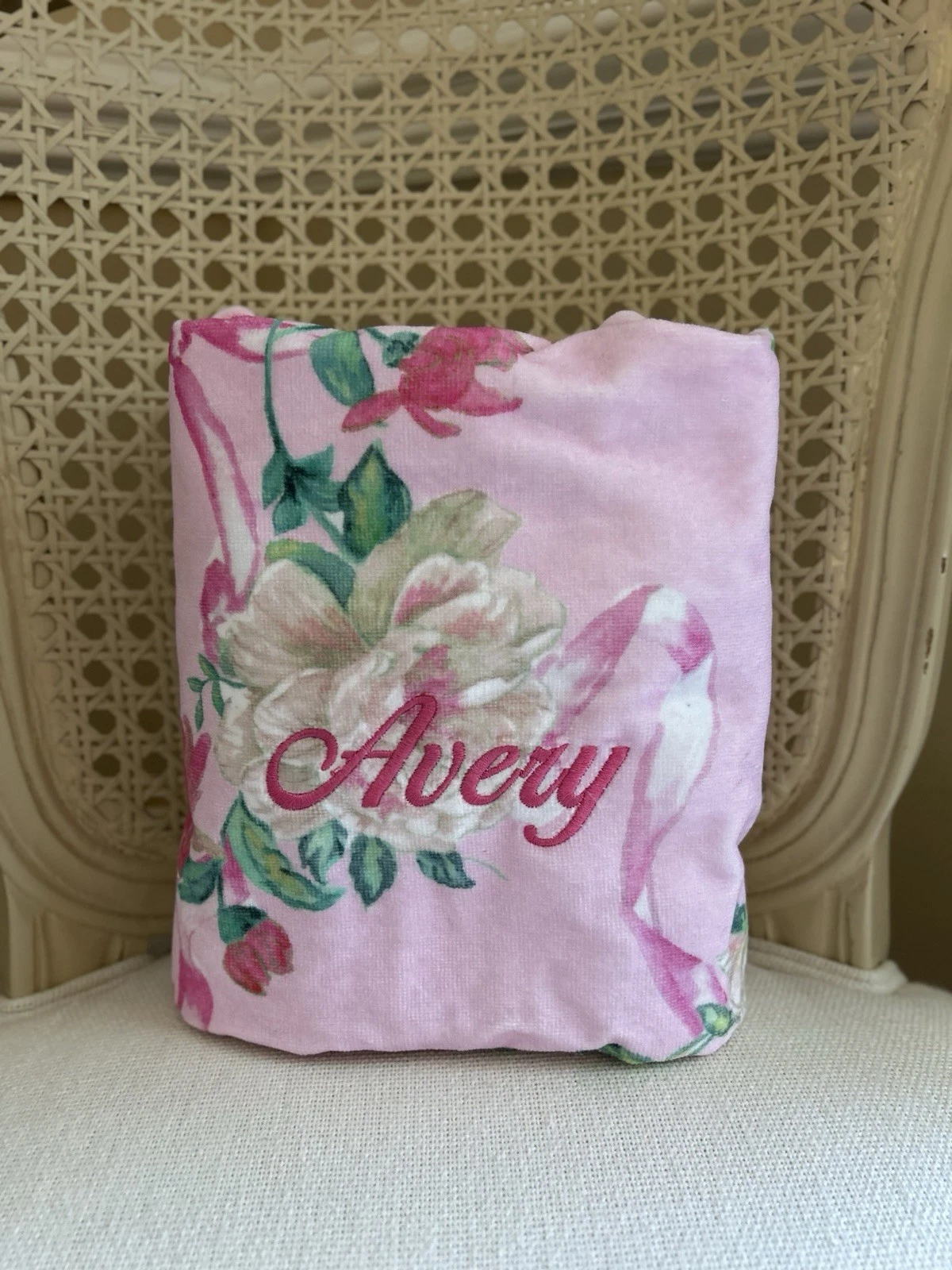 Pottery Barn Kids LoveShackFancy Baby Beach Hooded Towel UPF 50+ Mono “Avery” OB