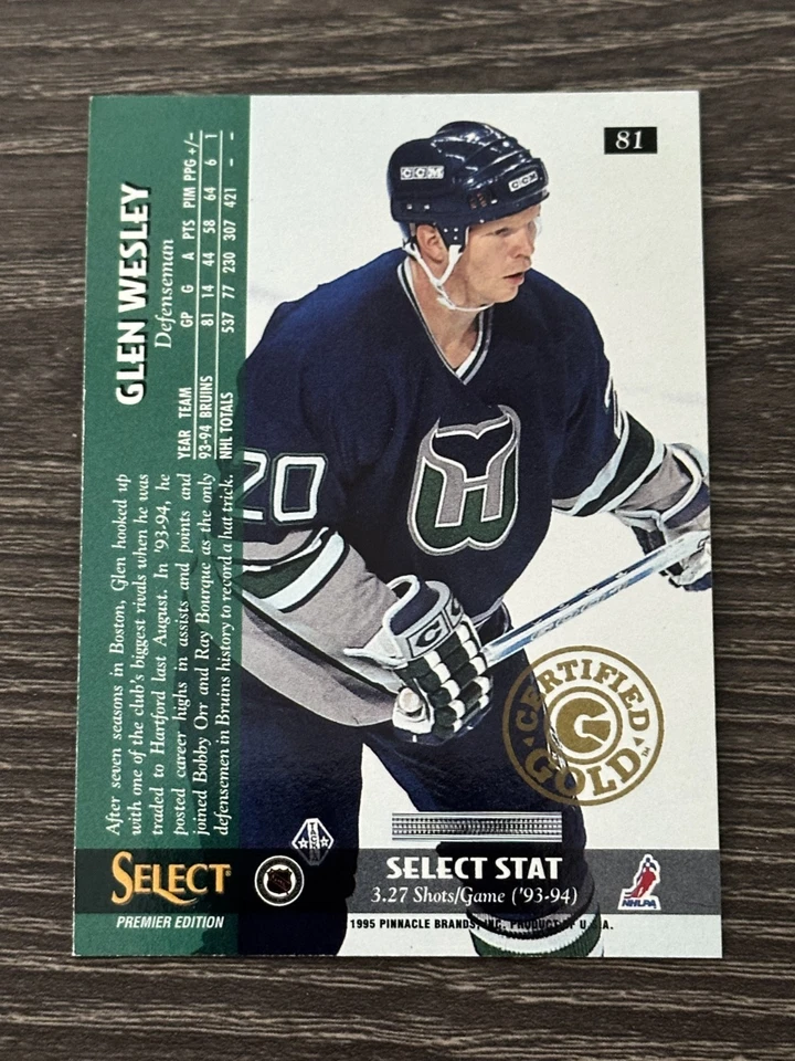 1994-95 Select - Glen Wesley Certified Gold  #81 - Image 2 of 2