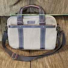 Leather Canvas 15  Laptop Briefcase Crossbody Messenger Shoulder Bag Satchel