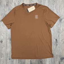 Nike Court Tennis T Shirt Size Large Mens Brown Court Advantage Dri Fit Slim Fit